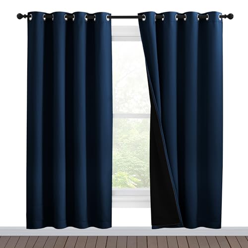 Image of NICETOWN Moroccan Blue Full Shade Curtain Panels, Pair of Energy Smart & Noise Blocking Out Blackout Drapes for Dining Room Window, Thermal Insulated Guest Room Lined Window Dressing(55 x 78 inch)