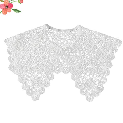 Kesyoo Detachable Collar Lace Neckline Collar Embroidery Applique Crochet Collar Shawls Floral Scarf Patches Party Clothing Accessories For Girl Women White Collar #TOP3