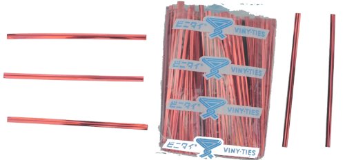 Tach-It 4" x 5/32" Red Metallic Cut to Length Twist Tie (Pack of 500)