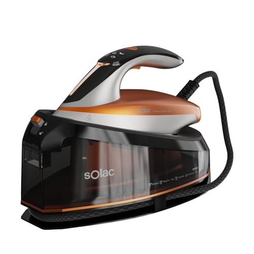 Solac   Centro de Planchado a Vapor Optima Center 3010, 3000W, 7 Bares, Golpe Vapor 400 g/min, Vapor Continuo 130 g/min, Tecnología Smart, Depósito 1,5 L, Suela Bi Flow Steam, Antigoteo, Autolimpieza