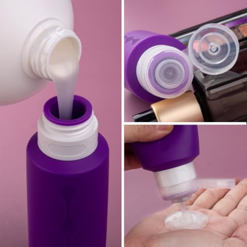 Image of Gemice Travel Bottles for Toiletries, Tsa Approved Travel 6oz Size Containers with Clear Bag, BPA Free Leak Proof Travel Tubs Refillable Liquid Travel Accessories for Cometic Shampoo Lotion