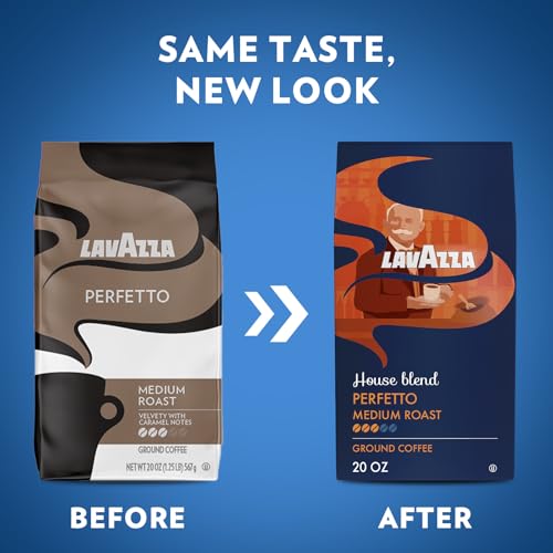 Image of Lavazza Perfetto Ground Coffee Blend, Dark Roast, Value Packet, Caramel flavor with Dark and Velvety Texture, 100% Arabica, 20 Ounce (Pack of 2)