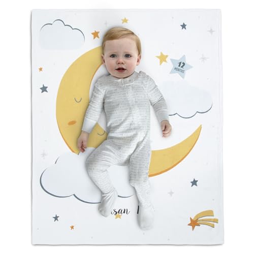 Image of Delta Children Personalized Milestone Baby Blanket - Monthly Blanket for Pictures - Photo Blanket for Newborns, Moon
