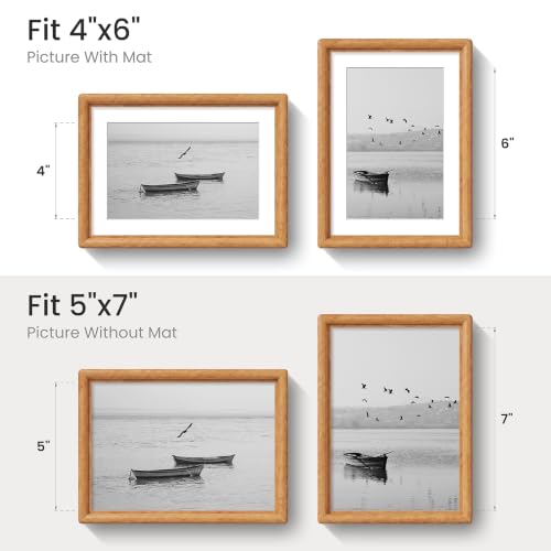 Solid Wood Picture Frame 5x7inch, Mat 4x6inch, Tempered Glass, Teak - Image 3