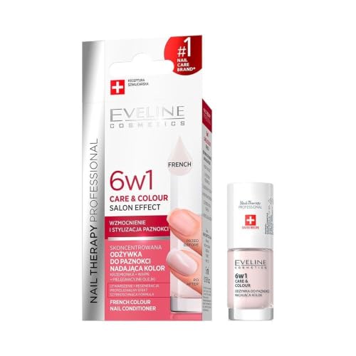 Eveline Cosmetics Nail Therapy Professional Concentrated Nail Conditioner with Color - French, 5 ML | Enriched with Colour&Double Strong™ Complex