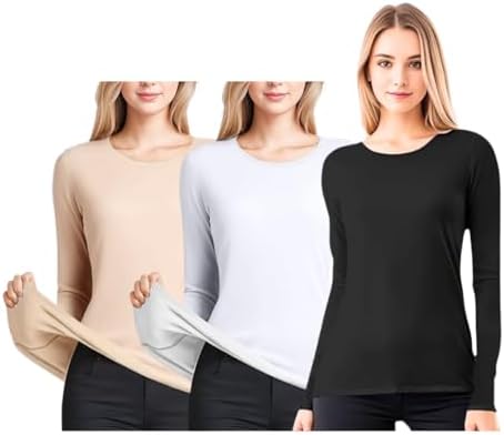 Kit 3 Blusa Térmica Manga Longa Feminina Peluciada Inverno