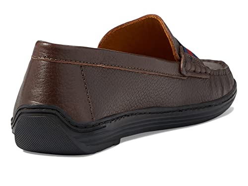 Image of Marc Joseph New York Kid's Kids Boys /Girls Genuine Leather Elastic Grow Gain Loafer Shoe, Black Pebble Grainy, 11.5 M US Little Kid
