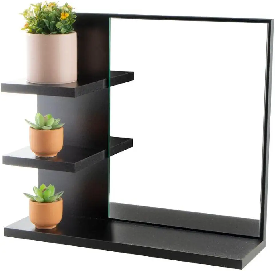 Armário para Banheiro com Espelho Nice Preto 40cm