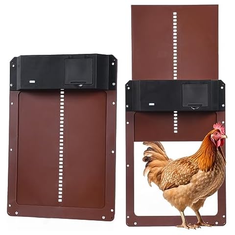 Automatic Chicken Coop Door Opener with Light Sensor Chicken Door Water Resistant Battery Powered Automatic Open and Close Chicken Coop Accessories Cover
