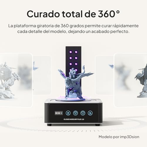 Miniatura 4 de Elegoo Mercury Plus V2.0 Máquina De Lavado Y Curado 2 En 1 Para Mars Photon S Photon Mono Lcd Dlp Sla Modelo Impreso En 3d Caja De Curado Uv De Resina Con Plato Giratorio De Curado Y Cubeta De Lavad