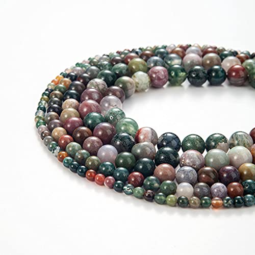 Image of 100Pcs Natural Stone Beads 8mm India Agate Round Gemstone Loose Beads with Elastic Bracelet String for Bracelets Necklace Jewelry Making