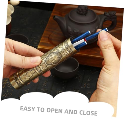 Estuche de viaje para cigarrillos de metal tallado con diseño de Buda 7