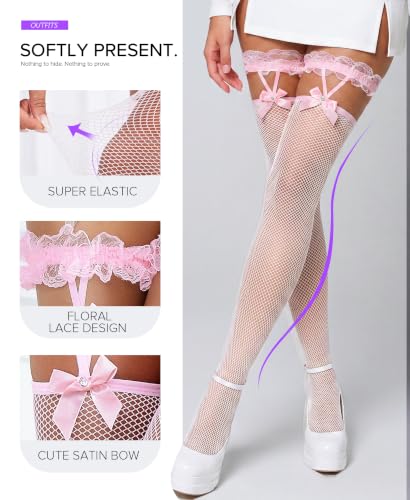 Image of RSLOVE Women Fishnet Stockings Sexy Thigh High Pantyhose Women Tight Hosiery