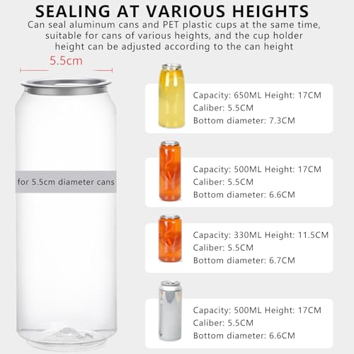 vnmudzeo Semi-Automatic Cup Sealer Machine,Height Adjustable,5.5 cm Caliber Universal Can Seamer,for Aluminum/Plastic Cans,White