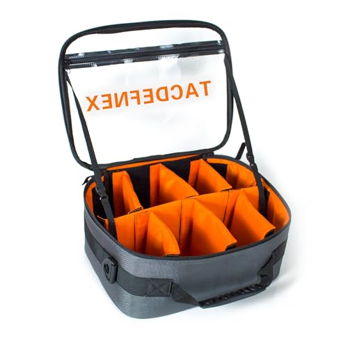 TACDEFNEX Waterproof Fishing Reel Case with 8 Shockproof Compartments Portable Tackle Organizer for Spinning Baitcasting Spincast & Fly Reels Holds more than 10 Reels