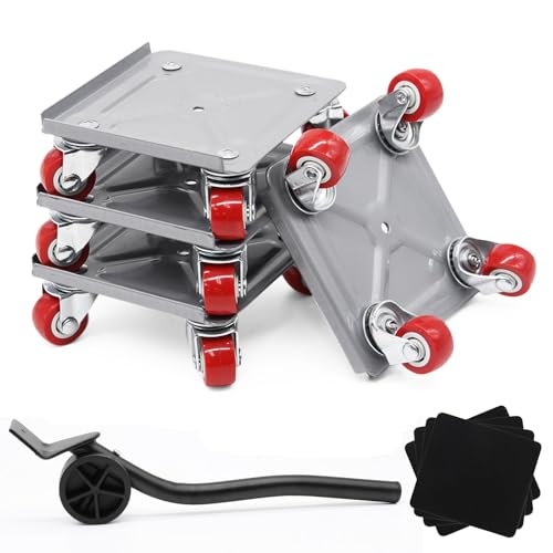 Zyluniy 4 Piezas Ruedas Giratorias para Muebles Pesados 360° | Transportador y Elevador de Muebles con Capacidad de Carga 600kg | para Sofá, Lavadora, Armario, Frigorífico y Piano