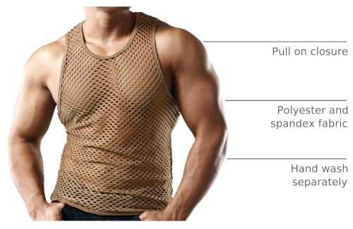 Image of JOGAL Men's Mesh Fishnet Fitted Sleeveless Muscle Top