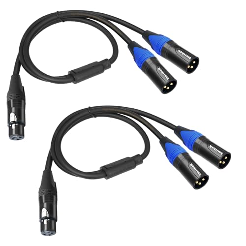 Smithok SMITHOK-XLR-22 2Pack Xlr Y Splitter Cable,Xlr Female To Dual Xlr Male Y Cable (Xlr Splitter 1 Female To 2 Male),Balanced Microphone Splitter Cord Audio Adaptor cover