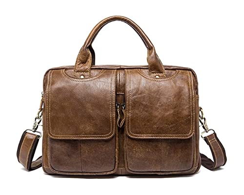 Vintage Leather Briefcase for Men Business Bag for 13,3 Inch Laptop Large A4 Folders Shoulder Bag for Office