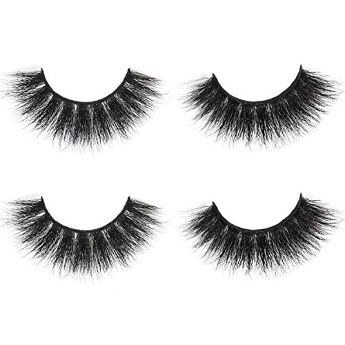 WEYZIM False Eyelashes 2 Pairs 6D mink eyelashes Synthetic Fiber Material Natural Round Look Reusable 100% Handmade