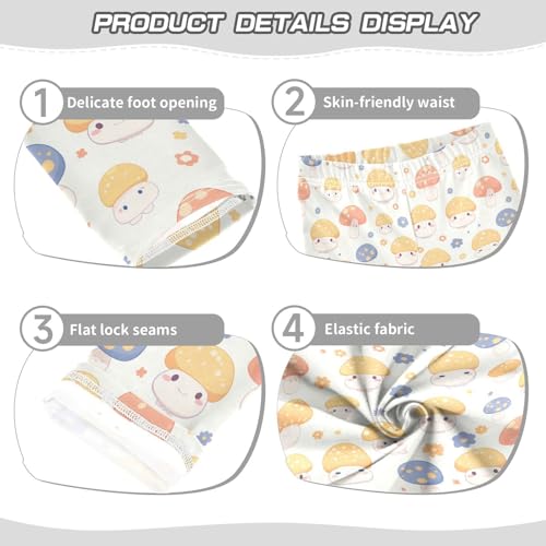 KLL Seamless Mushroom Flowers Little Girls Cotton Leggings Comfortable High Waisted Sweatpants Sports3