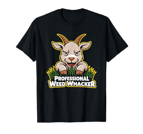 Professional Weed Whacker Funny Pygmy Goat Lawn Mowing Farm T-Shirt