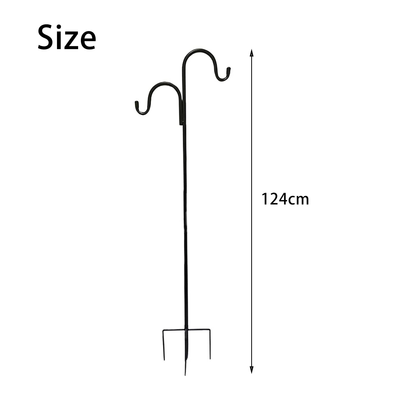 Amo da giardino, 124 cm, doppio gancio a base di zinco, per mangiatoie e luci solari