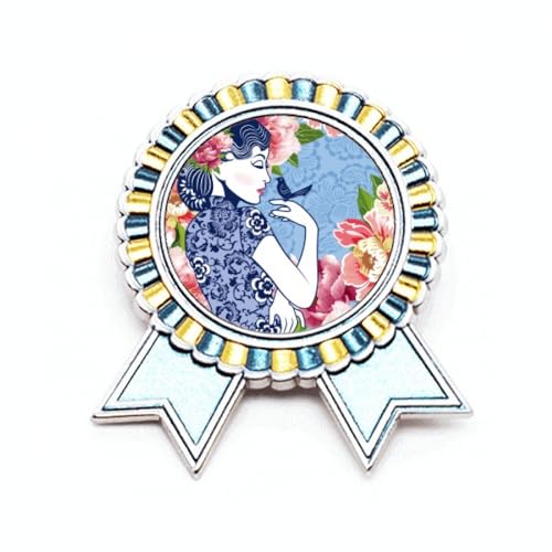 Broche oiseau femme culture chinoise métal taille M : bijou de veste traditionnel asiatique