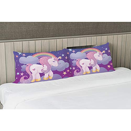 Ekobla Throw Pillow Cover Unicorn With Happy Birthday Make A Wish Hand Drawn Letter Quote Animal Dots Rainbow Stars Decor Lumbar Pillow Case Cushion For Sofa Couch Bed Standard Queen Size 20X30 Inch #TOP3