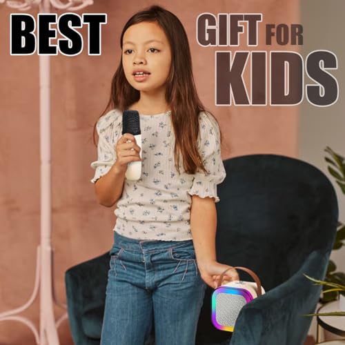 Image of Wembley Rechargeable Karaoke Mic with Speaker for Singing | Wireless Mini Portable Bluetooth Speaker with Microphone & LED Lights | Cute Birthday Gift for Kids Musical Toys for Boys, Girls and Adults