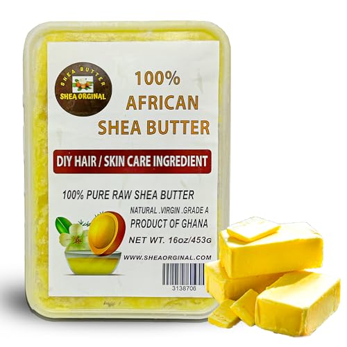 Shea Orginal100% Pure & Natural African Raw Unrefined Shea Butter for Hair & Skin Care (16oz) زبدة الشيا الخام الأفريقية الطبيعية غير المكررة
