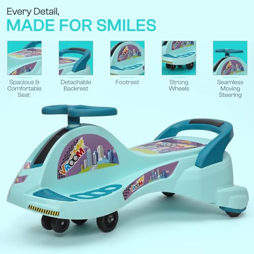 Image of Toyzone Vroom Magic Car | Kids Swing Car,Twister Ride On | No Battery, No Pedal | Safe & Sturdy | Indoor & Outdoor Push Ride on for Kids | 2-10 Years, 50 Kg Capacity