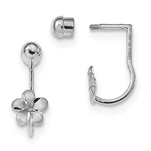 14k White Gold Flower Front Back Earrings Drop Dangle Gardening Fine Jewelry For Women Gifts For Her