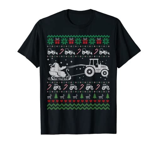 Tractor Ugly Christmas Sweater Navidad Funny Farmer Camiseta