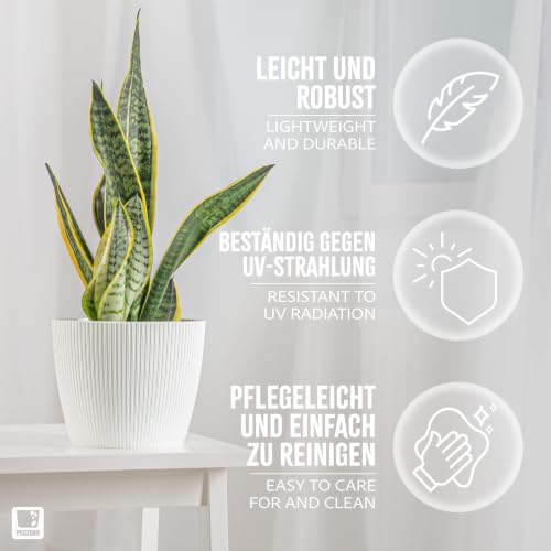 PECZEKO Blumentopf matt, Pflanzkübel aus Übertopf Kunststoff Deko Topf für, groß und klein Set Pflanzen 2X blumenkübel Set… – Ansicht 3