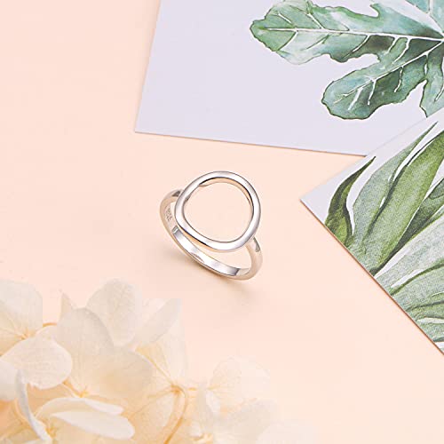 DAOCHONG Sterling Silver Classical Simple Plain Ring Open Circle Karma Statement Promise Ring Karma Ring for Women4