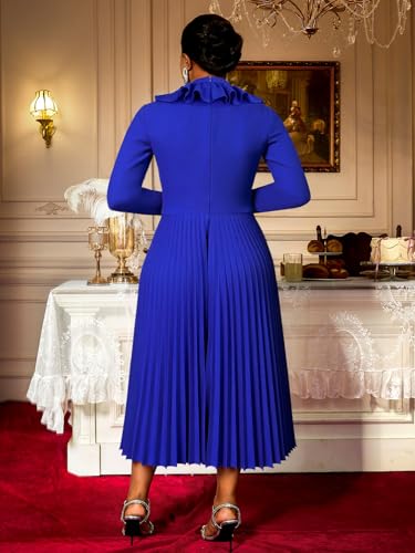 Image of AOMEI Casual Church Dresses for Women 2026 Summer Pleated Short Sleeve Round Neck Dragonfly Spring Maxi Dress