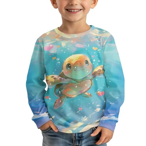 Image of Girls Cartoon Print Long Sleeve Graphic Tee Casual Crew Neck T-Shirts for 3-16 Years Little Girls