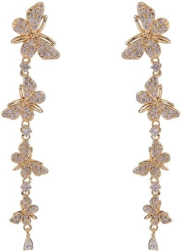 Daisy Fuentes Gold Tone Linear Butterfly Earrings with CZ Stones - Image 2
