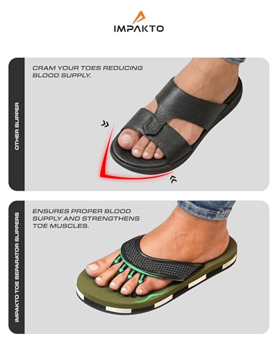 Image of Impakto 5 Finger Slippers for Men | Lightweight & Flexible Flip Flop | Toe-Alignment & Quick Drying | Skid-Resistant & Comfortable Bouncy Sole | Summer Chappal for Indoor & Outdoor
