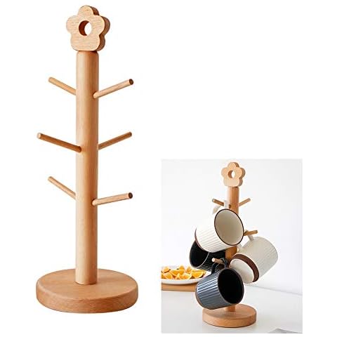 IUIBMI Bamboo Mug Holder Tree with 6 Hooks Cover