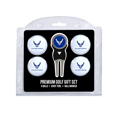 Team Golf Military Air Force 4 Golf Ball And Divot Tool Set Regulation Size Golf Balls (4 Count) & Divot Tool with Removable Double-Sided Magnetic Marker