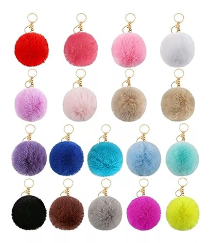 Kit 2 Chaveiros Pelúcia Pompom 10cm Acessório Bolsa Cores Sortidas