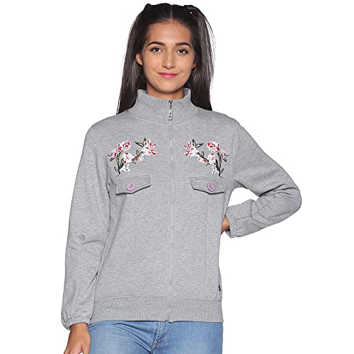 Image of Campus Sutra Cotton Women High Neck Sweatshirt