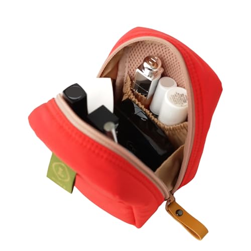 Invite.L Small Stand Up Compact Cosmetic Bag Organized Pockets Korean Beauty Case Portable Makeup Pouch Toiletry Storage Work Essentials Elegant (Black)3