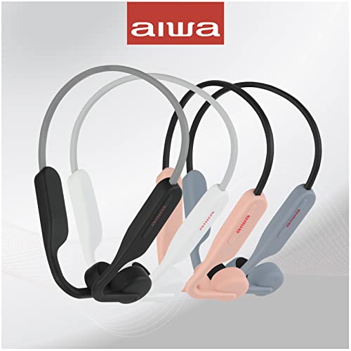 Image of Aiwa Bone Conducting Wireless Headphones - Open-Ear Wireless Bluetooth 5.0 Sports Headphones, 6 Hours Playtime, IPX5 Waterproof Earphones for Gym, Running, Hiking, and Cycling, Grey