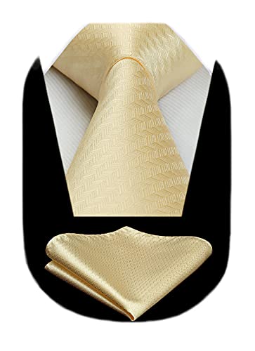 Image of HISDERN Ties for Men Solid Houndstooth Neckties Handkerchief Formal Business Tie & Pocket Square Set Wedding Party