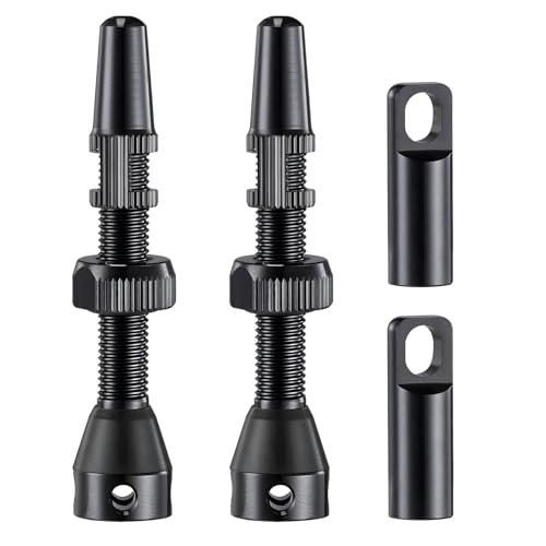 Tubeless Ventile Set, Presta Tubeless Ventil 44mm Aluminiumlegierung Ventilschaft Fahrrad Presta Französisches Ventil MTB Tublessventiel für Fahrradreifen Straße und MTB Reifen (Schwarz)