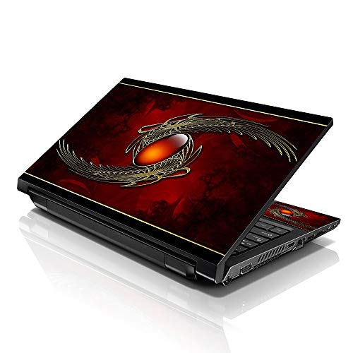 Image of LSS 17 17.3 Inches Laptop Notebook Skin Sticker with 2 Wrist Pads - Reusable Cover Protector Vinyl Sticker Cover Decal Fits 17 inch - 19 inch HP Asus Acer Samsung - Red Sign Pattern