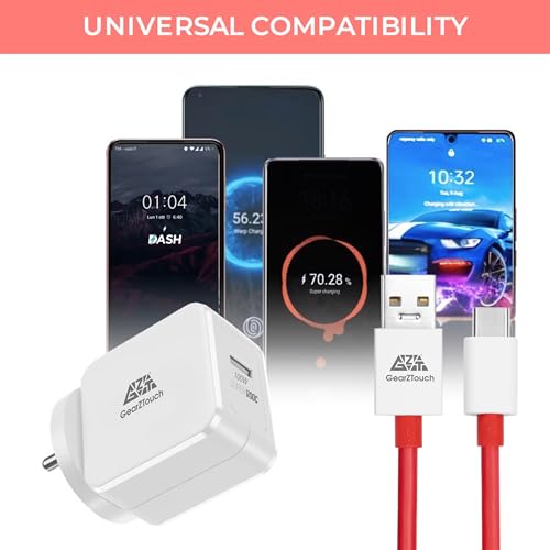 Image of 100W SuperVOOC Fast Intelligent Performer Charger with Red CableCompatible with Motorola,Vivo,IQo,Oppo,Mi,OnePlus(12 /12R /11 /11R /10 /10R,NordCE3,2T5G,CE2Lite,Nord),Xiaomi-White